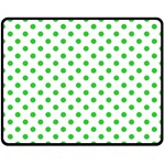 Polka Dots - Lime Green on White Double Sided Fleece Blanket (Medium) (Two Sides)