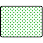 Polka Dots - Lime Green on White Double Sided Fleece Blanket (Large) (Two Sides)
