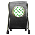 Polka Dots - Lime Green on White Pen Holder Desk Clock