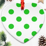 Polka Dots - Lime Green on White Ornament (Heart)