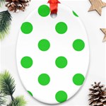 Polka Dots - Lime Green on White Ornament (Oval)