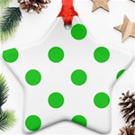 Polka Dots - Lime Green on White Star Ornament (Two Sides)