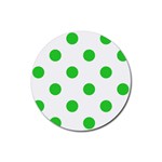 Polka Dots - Lime Green on White Rubber Coaster (Round)