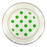 Polka Dots - Lime Green on White Porcelain Plate
