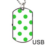 Polka Dots - Lime Green on White Dog Tag USB Flash (Two Sides)