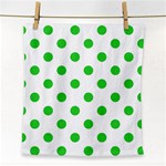Polka Dots - Lime Green on White Face Towel