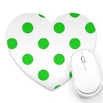 Polka Dots - Lime Green on White Heart Mousepad