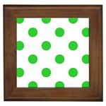 Polka Dots - Lime Green on White Framed Tile