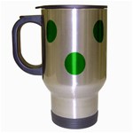 Polka Dots - Lime Green on White Travel Mug (Silver Gray)