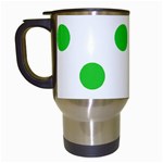 Polka Dots - Lime Green on White Travel Mug (White)