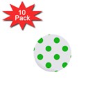 Polka Dots - Lime Green on White 1  Mini Button (10 pack)