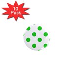 Polka Dots - Lime Green on White 1  Mini Magnet (10 pack)