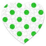 Polka Dots - Lime Green on White Jigsaw Puzzle (Heart)