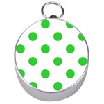 Polka Dots - Lime Green on White Silver Compass