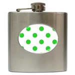 Polka Dots - Lime Green on White Hip Flask (6 oz)