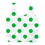 Polka Dots - Dark Pastel Green on White Full Print Recycle Bag (L)