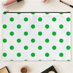 Polka Dots - Dark Pastel Green on White Cosmetic Bag (XXXL)