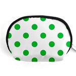 Polka Dots - Dark Pastel Green on White Accessory Pouch (Medium)