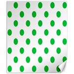 Polka Dots - Dark Pastel Green on White Canvas 8  x 10 