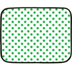 Polka Dots - Dark Pastel Green on White Fleece Blanket (Mini)