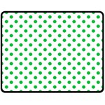 Polka Dots - Dark Pastel Green on White Double Sided Fleece Blanket (Medium) (Two Sides)