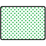 Polka Dots - Dark Pastel Green on White Double Sided Fleece Blanket (Large) (Two Sides)