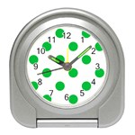 Polka Dots - Dark Pastel Green on White Desk Alarm Clock