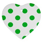 Polka Dots - Dark Pastel Green on White Ornament (Heart)