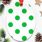 Polka Dots - Dark Pastel Green on White Ornament (Oval)