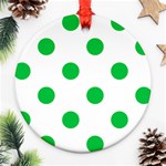 Polka Dots - Dark Pastel Green on White Ornament (Round)