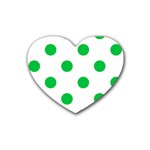 Polka Dots - Dark Pastel Green on White Heart Coaster (4 pack)