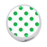 Polka Dots - Dark Pastel Green on White 4-Port USB Hub (One Side)