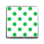 Polka Dots - Dark Pastel Green on White Memory Card Reader (Square)