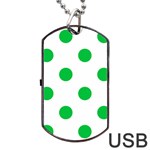 Polka Dots - Dark Pastel Green on White Dog Tag USB Flash (One Side)
