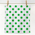 Polka Dots - Dark Pastel Green on White Face Towel