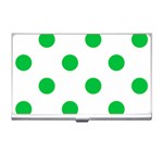 Polka Dots - Dark Pastel Green on White Business Card Holder