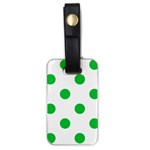 Polka Dots - Dark Pastel Green on White Luggage Tag (One Side)