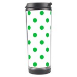 Polka Dots - Dark Pastel Green on White Travel Tumbler