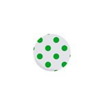 Polka Dots - Dark Pastel Green on White 1  Mini Button
