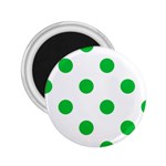 Polka Dots - Dark Pastel Green on White 2.25  Magnet