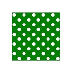 Polka Dots - White on Green Satin Bandana Scarf
