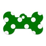 Polka Dots - White on Green Dog Tag Bone (Two Sides)