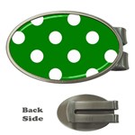 Polka Dots - White on Green Money Clip (Oval)
