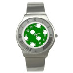 Polka Dots - White on Green Stainless Steel Watch