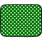 Polka Dots - White on Green Double Sided Fleece Blanket (Mini)