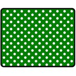 Polka Dots - White on Green Fleece Blanket (Medium) (One Side)