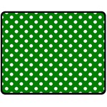 Polka Dots - White on Green Double Sided Fleece Blanket (Medium) (Two Sides)