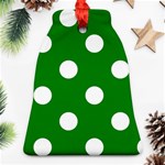 Polka Dots - White on Green Bell Ornament (Two Sides)