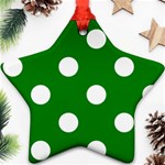 Polka Dots - White on Green Ornament (Star)