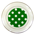Polka Dots - White on Green Porcelain Plate